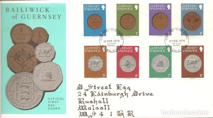 Sellos: SPD -FDC GUERNSEY, MONEDAS-NUMISMATICA, 1979 - Foto 1