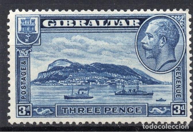 Sellos: GIBRALTAR/1931/MH/SC#99/ REY JORGE V / PE&Ntilde;ON DE GIBRALTAR/ KGV /REALEZA/ 3P AZUL OSCURO