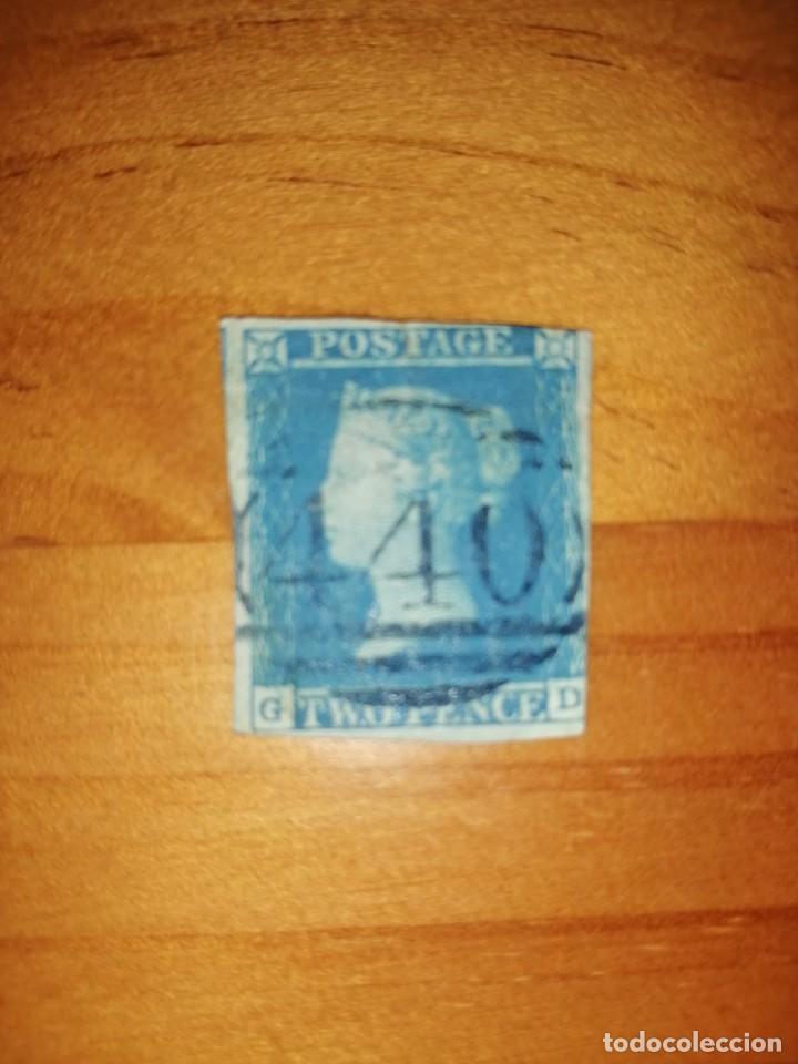 Timbres: PERFIL DE LA REINA VICTORIA - TWO PENCE - BLUE - G-D - A&Ntilde;O 1840-1858.