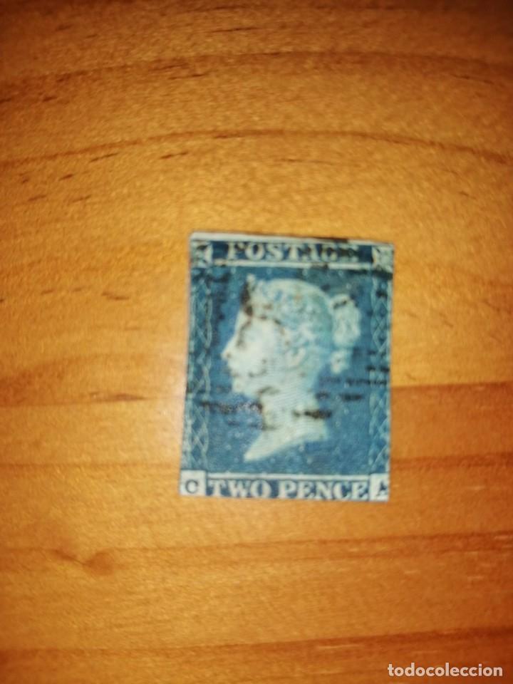 Timbres: PERFIL DE LA REINA VICTORIA - TWO PENCE - BLUE - C-A - A&Ntilde;O 1840-1858.