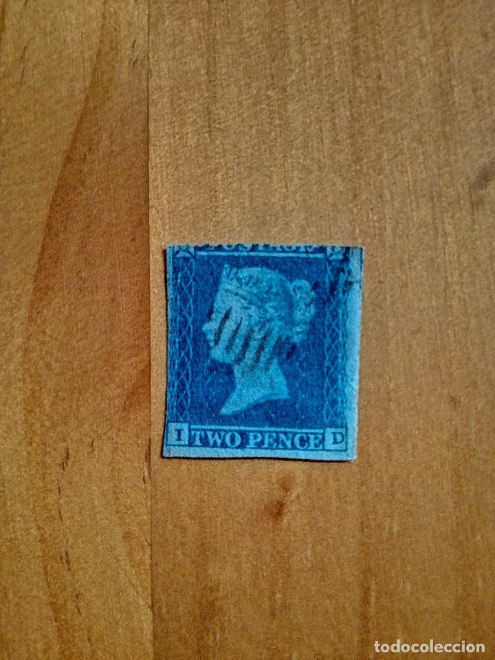Timbres: PERFIL DE LA REINA VICTORIA - TWO PENCE - BLUE - I-D - A&Ntilde;O 1840-1858.