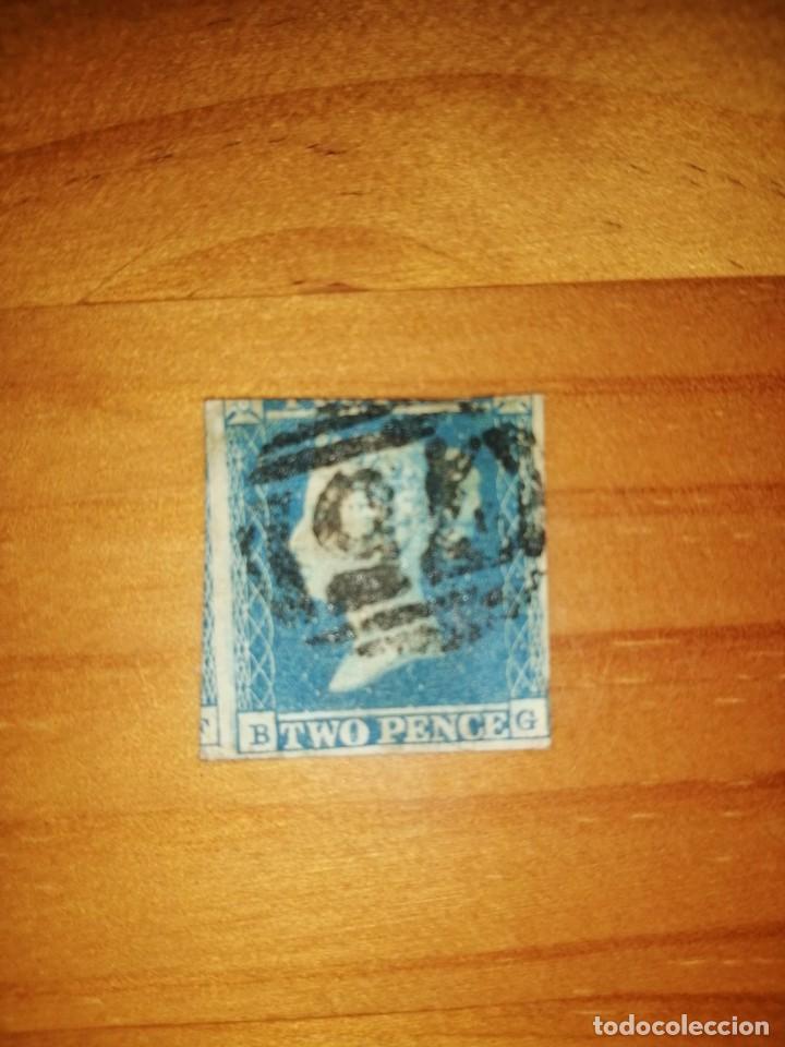Timbres: PERFIL DE LA REINA VICTORIA - TWO PENCE - BLUE - B-G - A&Ntilde;O 1840-1858.