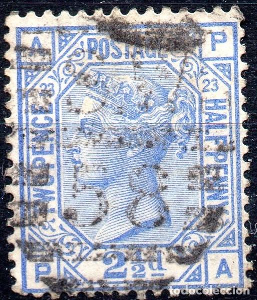 Briefmarken: GRAN BRETA&Ntilde;A / INGLATERRA /1876-80/USED/SC#82/ REINA VICTORIA / 2 1/2P ULTRA, PLACA 2