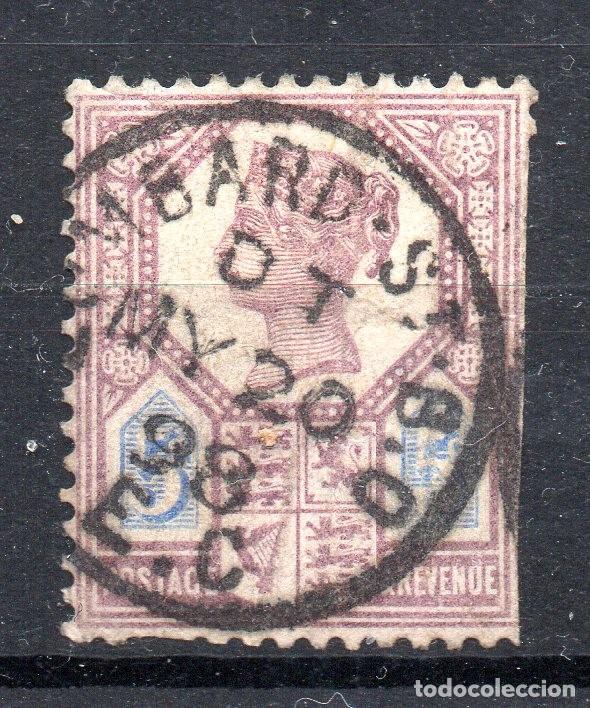 Briefmarken: GRAN BRETA&Ntilde;A / INGLATERRA /1887-92/USED/SC#118/ REINA VICTORIA / 5P LILA & AZUL