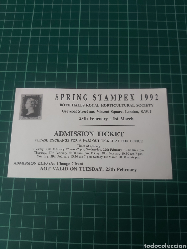 Sellos: ENTRADA TIKET 1992 SPRING SAMPEX LONDON - Foto 1