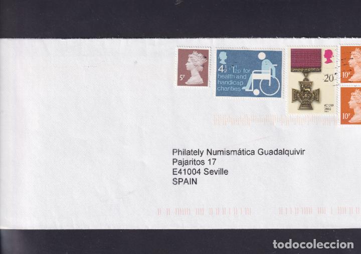 Sellos: -GRAN BRETA&Ntilde;A 746, 782, 1245, 1484, circulada matasello RODILLO MUDO
