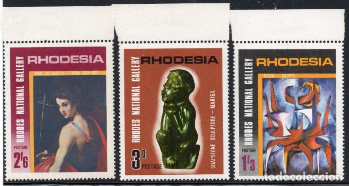 Briefmarken: RHODESIA/1967/MNH/SC#250, 252-3/ GALERIA NACIONAL DE RHODES / ARTE / ESCULTURA / SET PARCIAL