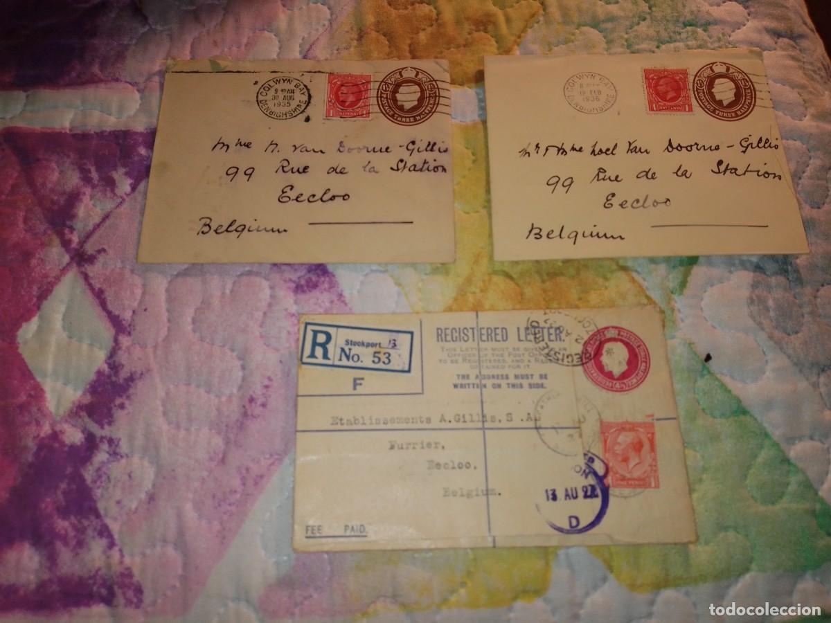 Timbres: Sobres ingleses certificados con sellos prepagados y sellos a&ntilde;adidos. Reinado de Jorge V