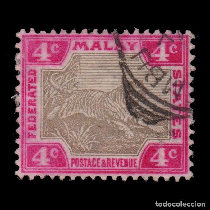 Timbres: MALASYA 1901.FEDERAL STATES.SG 17d.4c.GREY BROWN-CARMINE.Used WMK CROWN.CA