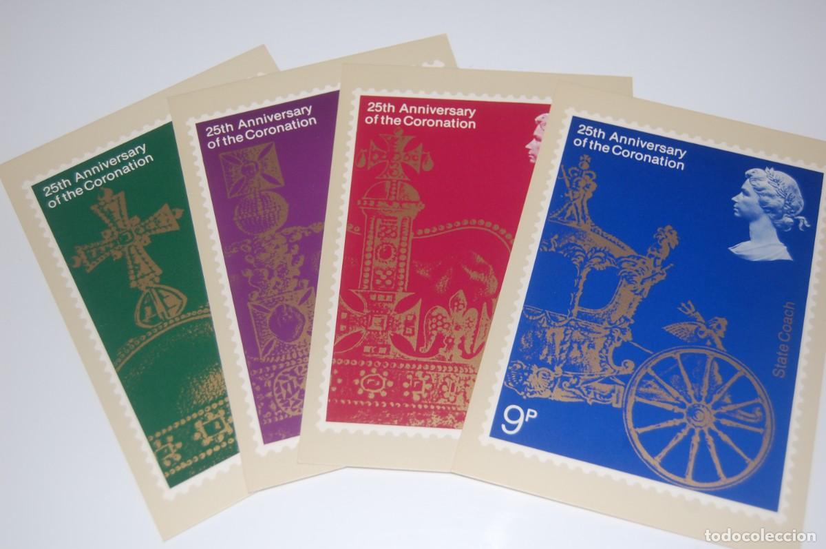 Sellos: LOTE 4 POSTALES** 25 ANIVERSARIO DE LA CORONACION REINO UNIDO UK 1978 -VER FOTOS