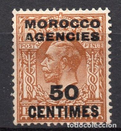 Timbres: GBOA_MORROCO/1925-6/MH/SC#416/ REY JORGE V / 50c ON 5p FRANCOS , AMARILLO MARRON