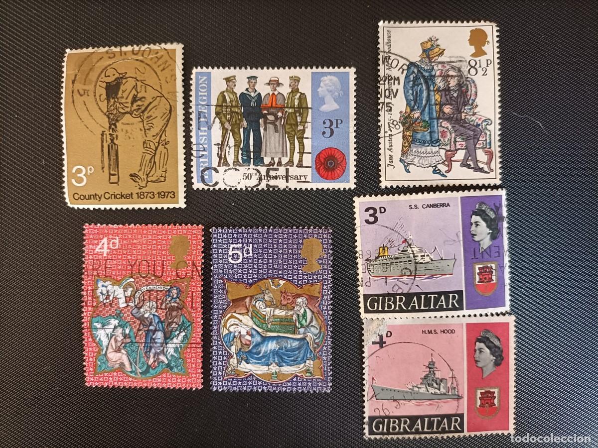 Timbres: Sellos de Reino Unido y Gibraltar, diferentes valores faciales.