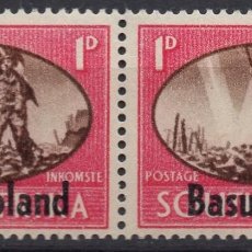 Sellos: BASUTOLAND/1945/MNH/SC#29/ SUDAFRICA SOBREIMPRESO/ 1P ROSA & CHOCHOLATE