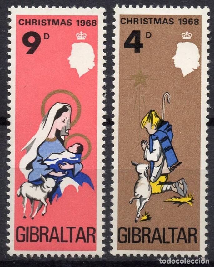 Timbres: GIBRALTAR/1968/MH/SC#217-8/ NAVIDAD/ REINA ELIZABETH II / QEII / FULL SET