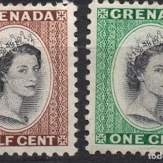 Sellos: GRENADA/1953-9/MH/SC#171-2/ REINA ELIZABETH II / QEII / SET PARCIAL