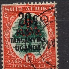 Sellos: KENYA UGANDA & TANZANIA/1941-2/USED/SC#88A, 88B/ NARANJO / SUDAFRICA SOBREIMPRESO / 20C ON 6P