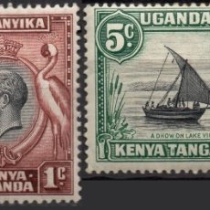 Sellos: KENYA UGANDA & TANZANIA/1935/MH/SC#46-7/ REY JORGE V/ KGV / DHOW EN LAGO VICTORIA / VELERO