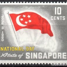 Sellos: SINGAPORE/1960/MH/SC#50/ DIA NACIONAL / BANDERA/ 10C GRIS, ROJO & AMARILLO