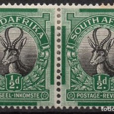 Sellos: SOUTH AFRICA/1926/MH/SC#23/ SPRINGBOK / ANIMALES/ 1/2P VERDE OSC & NGR, PAR / PEQ PTOS DE OXIDO