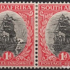 Sellos: SOUTH AFRICA/1926/MH/SC#24/ JAN VAN RIEBEEK´S SHIP DROMEDARIOS / 1P CARMIN & NEGRO, PAR