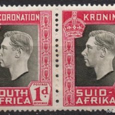 Sellos: SOUTH AFRICA/1937/MNH/SC#76/ CORONACION DE REY JORGE VI / KGVI / 1P CARMIN & NEGRO OLIVA