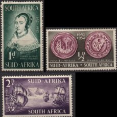 Sellos: SOUTH AFRICA/1952/MH/SC#115-7, 119/ 300º ANIV. LLEGADA DE JAN VAN RIEBEECK / 2P / BARCOS/ HISTORIA