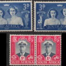 Sellos: SOUTH AFRICA/1947/MH/SC#103, 105A, 105B/ REY JORGE VI / VISITA REAL BRITANICA / 3P MNH SUELTOS