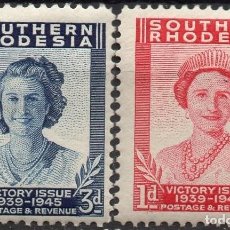 Sellos: SOUTHERN RHODESIA/1947/MH/SC#67, 69/VICTORIA DE LOS ALIADOS EN WWII / REALEZA/ SET PARCIAL