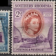 Sellos: SOUTHERN RHODESIA/1953/USED/SC#83, 87, 89/ REINA ELIZABETH II /QEII/ SET PARCIAL
