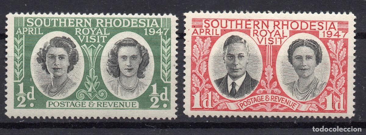 Sellos: SOUTHERN RHODESIA/1947/MNH/SC#65-6/VISITA DE LA FAMILIA REAL / REY JORGE VI / KGVI / FULL SET