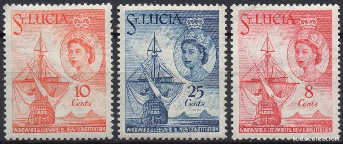 Sellos: ST. LUCIA/1960/MNH/SC#173-5/ REINA ELIZABETH II / QEII / NUEVA CONSTITUCION / FULL SET