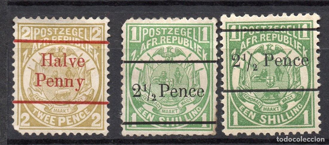 Briefmarken: TRANSVAAL/1902/MNG/SC#143. 146-7/ ESCUDO DE ARMAS / SOBRECARGADO / SET PARCIAL