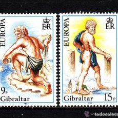 Sellos: GIBRALTAR 1981 IVERT 418/9 *** EUROPA - FOLKLORE - LAS COLUMNAS DE HERCULES