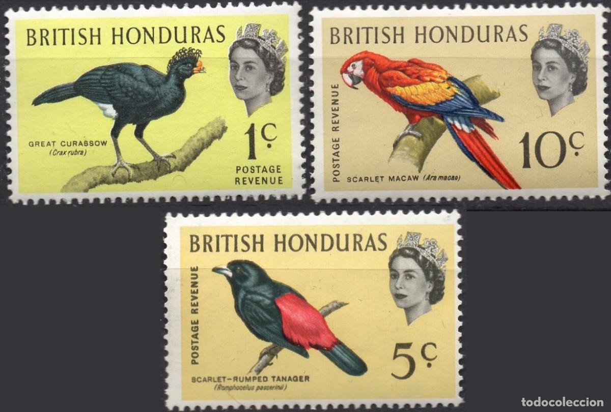 Briefmarken: BRITISH HONDURAS/1962/MNH/SC#167, 171-2/ REINA ELIZABETH II /QEII / AVES/ SET INCOMPLETO