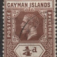 Sellos: CAYMAN ISLAND/1912-20/USED/SC#32/ REY JORGE V / KGV / 1/4P MARRON