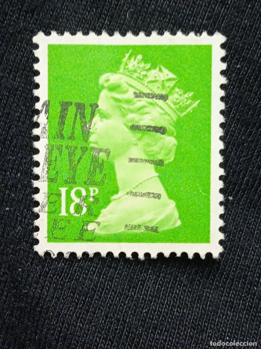 Timbres: SELLO REINA ISABEL DE INGLATERRA, QUEEN ELIZABETH II 18P GREEN, VERDE