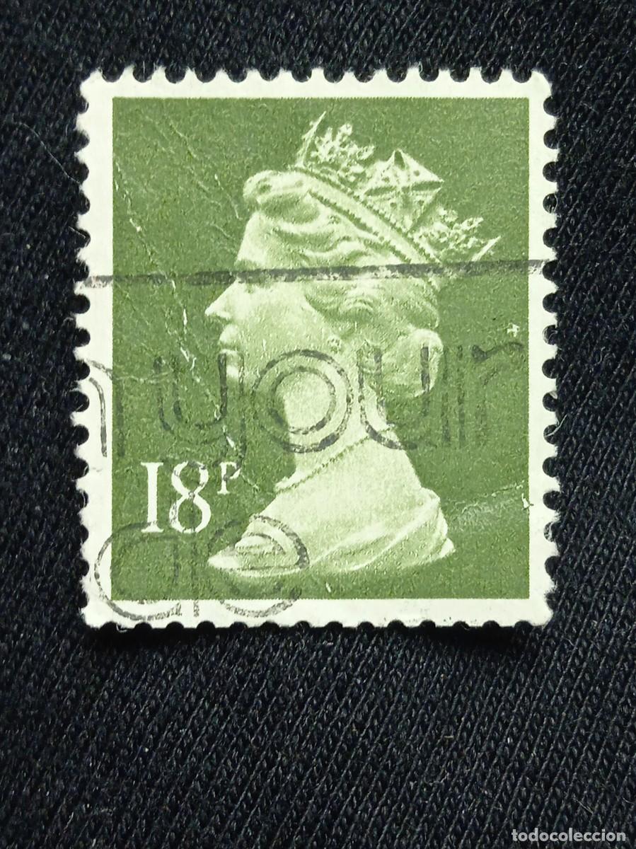 Timbres: SELLO REINA ISABEL DE INGLATERRA, QUEEN ELIZABETH II 18P GREEN, VERDE