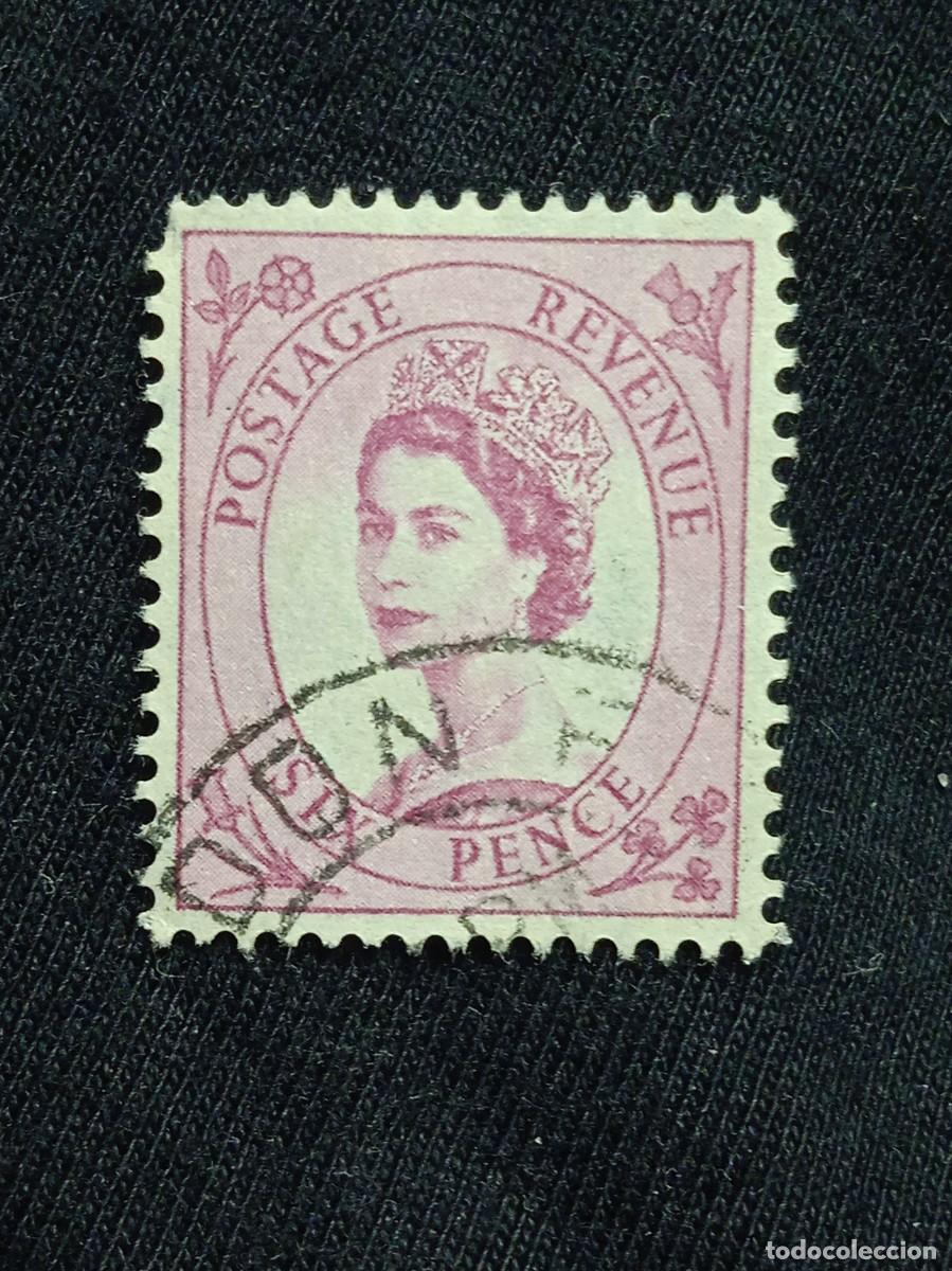 Sellos: SELLO REINA ISABEL DE INGLATERRA, QUEEN ELIZABETH II, SIX PENCE 1952 - 1954