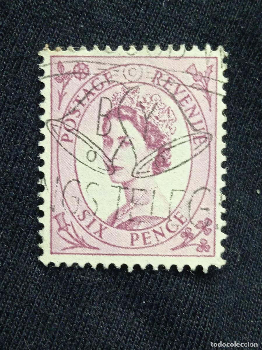 Sellos: SELLO REINA ISABEL DE INGLATERRA, QUEEN ELIZABETH II, SIX PENCE 1952 - 1954