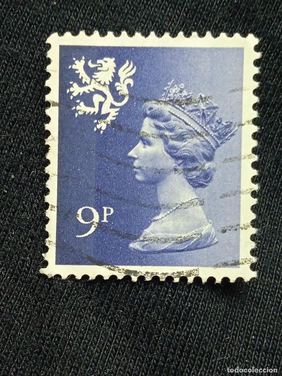 Sellos: SELLO REINA ISABEL DE INGLATERRA, QUEEN ELIZABETH II, 9P BLUE, LION