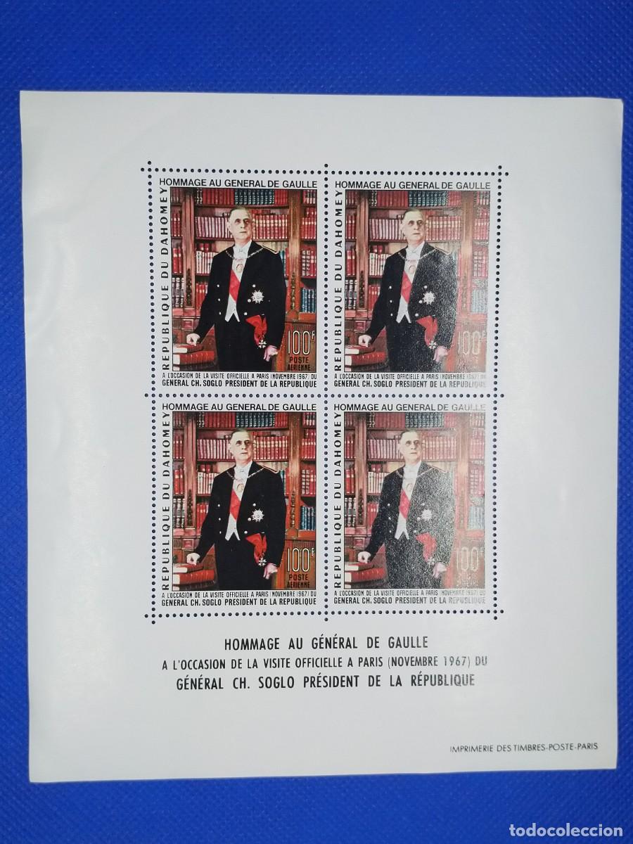 Briefmarken: HOJITA SELLOS DAHOMEY 1967, HOMENAJE AL GENERAL CHARLES DE GAULLE Y VISITA DE PRESIDENTE