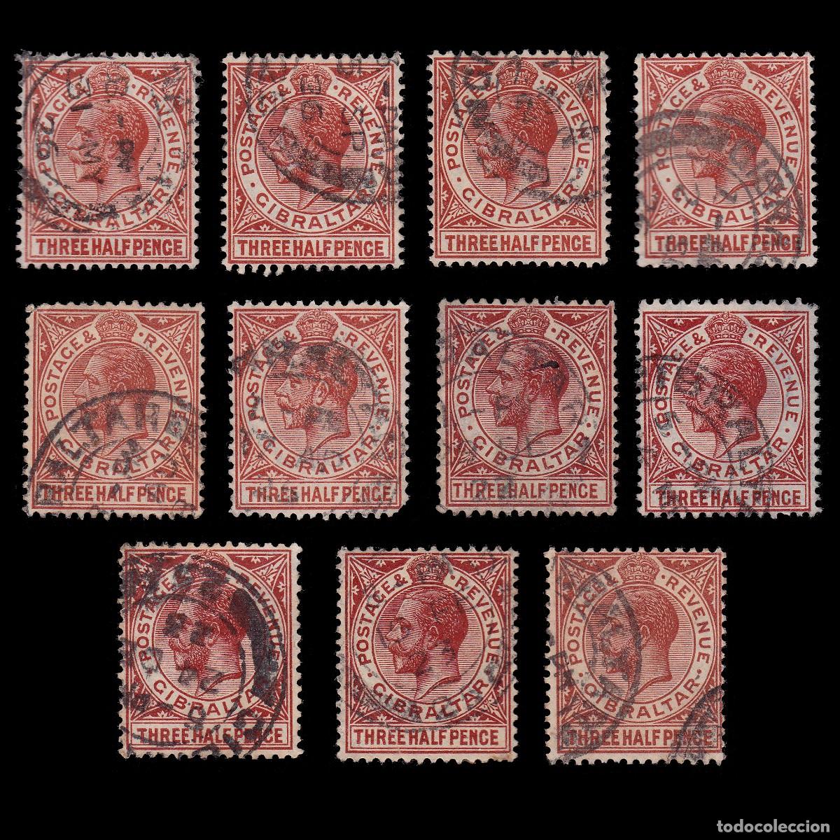 Selos: GIBRALTAR.1922.GV.1 &frac12; d.chestnut.SG 91.set 11.USED