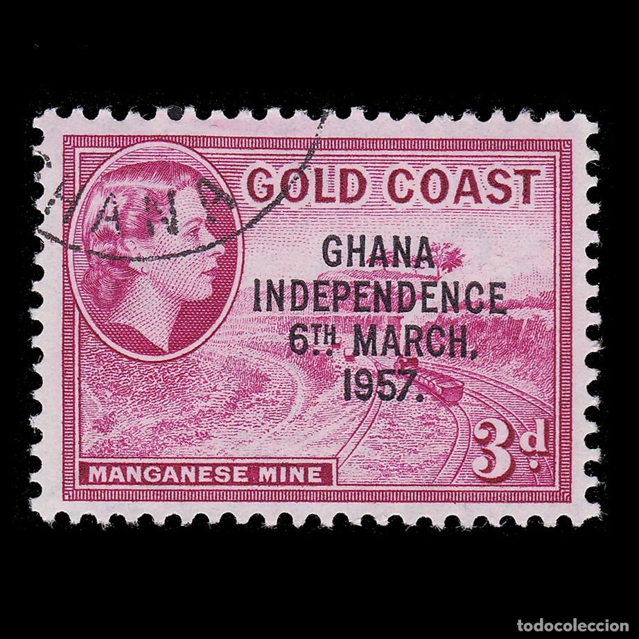 Sellos: GOLD COAST.GHANA INDEPENDENCE.1957.3 d.rose .Scott 8.USED.