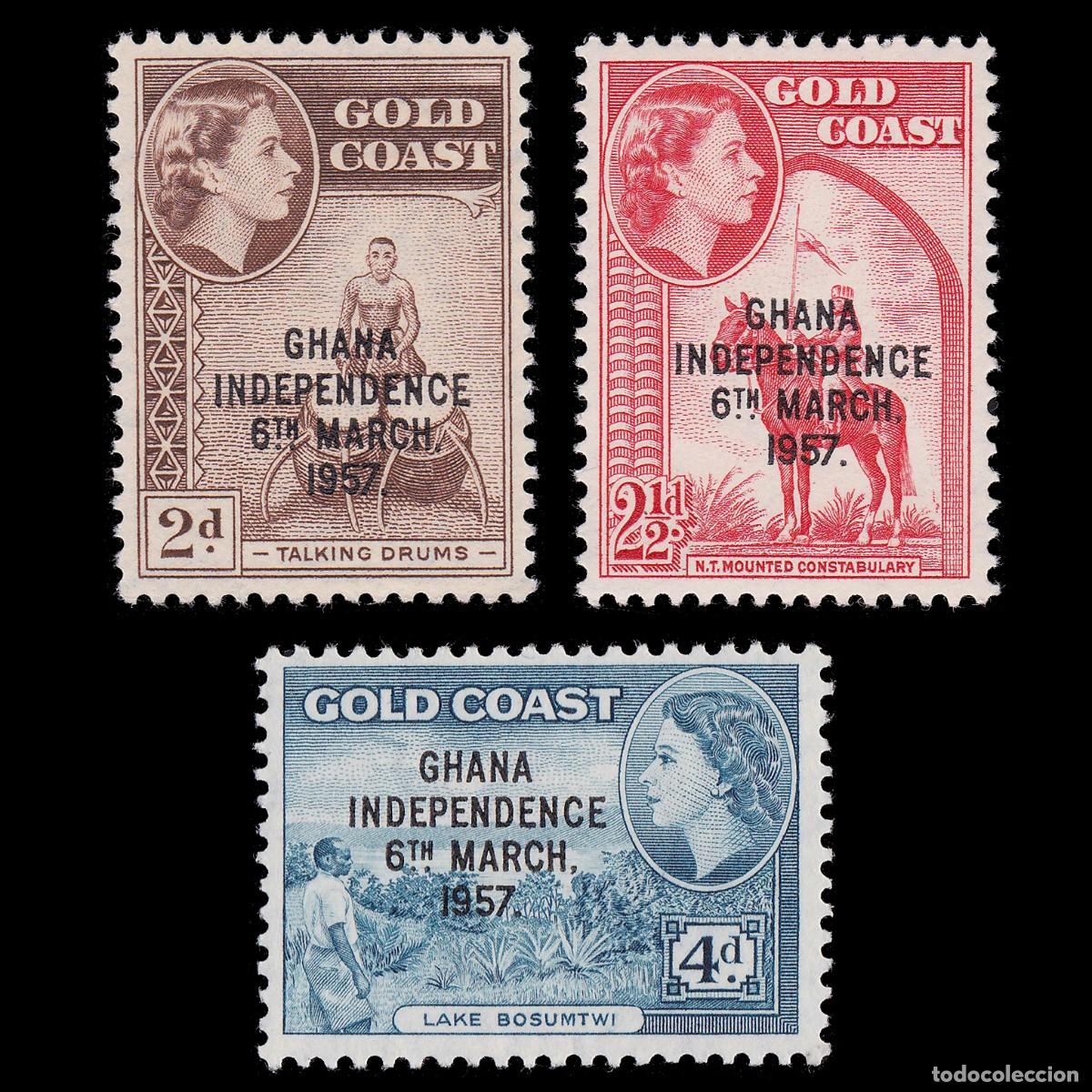 Timbres: GOLD COAST.GHANA INDEPENDENCE. NOS .Scott 25-27.MNH.