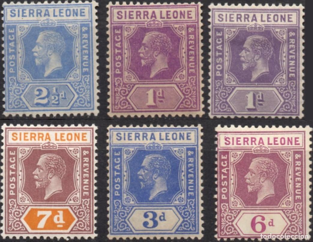 Sellos: SIERRA LEONE/1921-7/MH/SC#123, 123a, 126-7, 130-1/ REY JORGE V / KGV / DIE II (1p DIE I & II)/