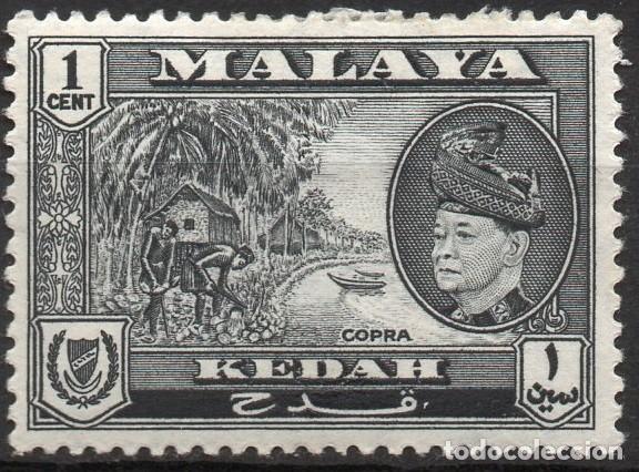Selos: MALAYA-KEDAH/1957/MH/SC#83/ SULTAN TUNGKU GADISHAH/ PAISAJE/ COPRA /1c NEGRO