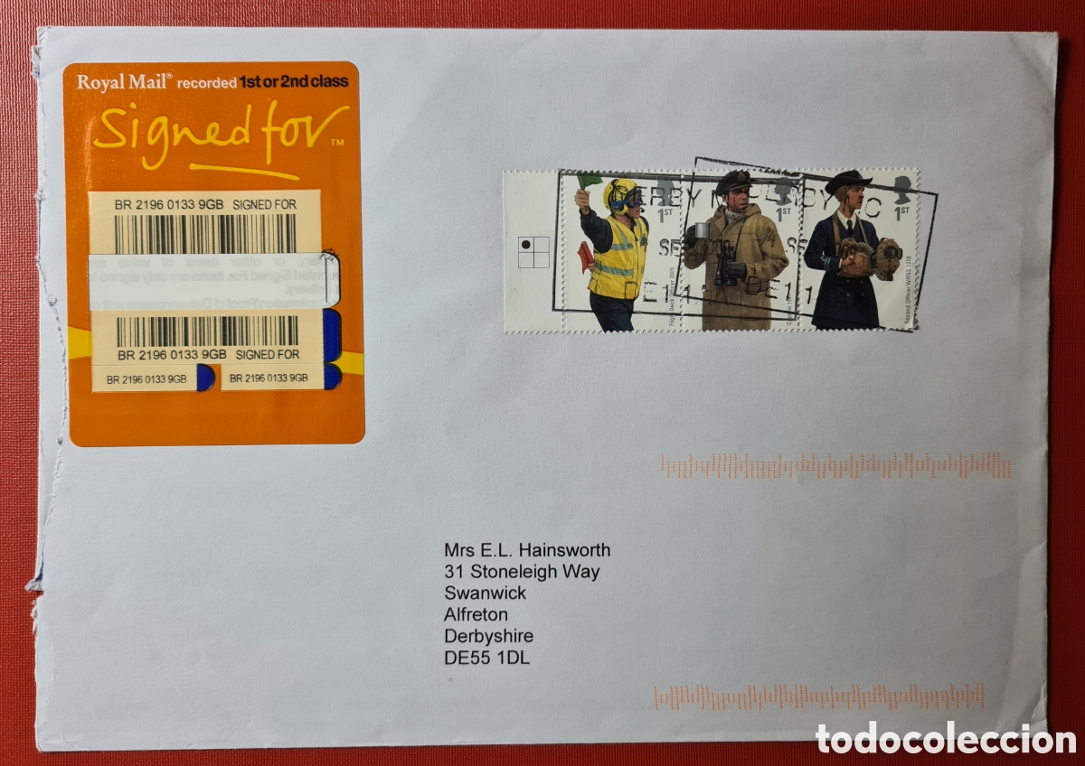 Timbres: Sobre con 3 sellos de la serie uniformes militares de 2009
