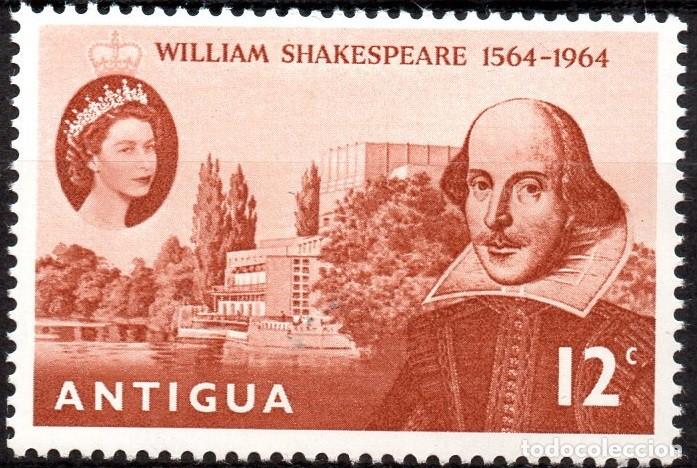 Timbres: ANTIGUA/1964/MNH/SC#151/ REINA ELIZABETH II / QEII / EMISION DE WILLIAM SHAKESPARE