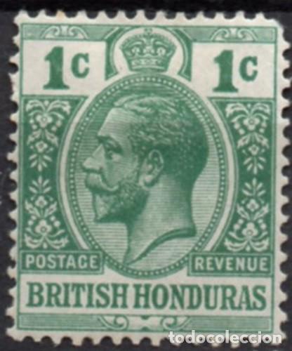 Briefmarken: BRITISH HONDURAS/1913-7/MH/SC#75/ REY JORGE V / KGV / 1c VERDE