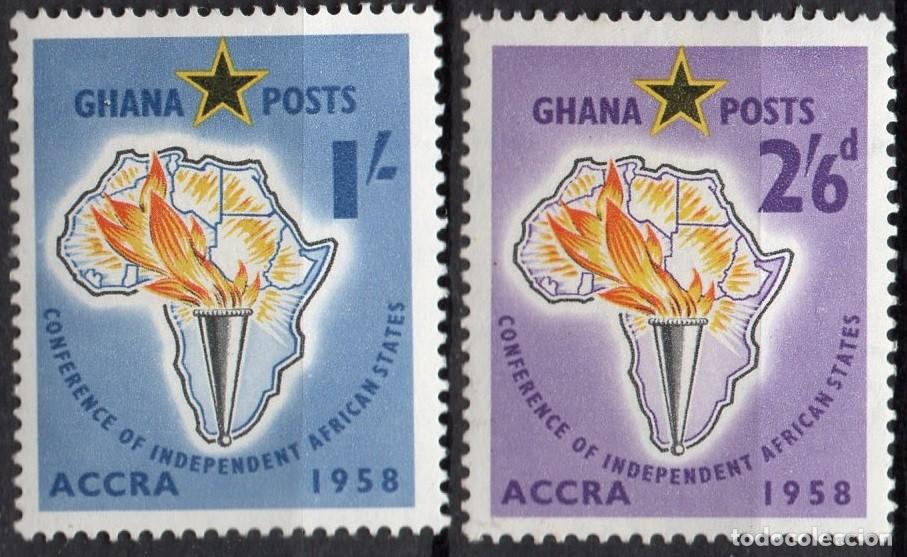 Selos: GHANA/1958/MH/SC#23-4/ 1RA CONFERENCIA DE LAS NACIONES INDEPENDIENTES AFRICANAS/ SET PARCIAL
